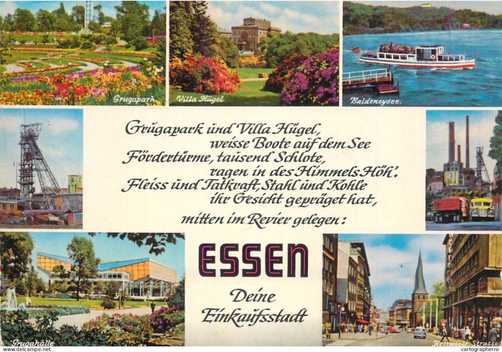 Navigation Sailing Vessels & Boats Themed Postcard Essen Cruise Ship Mine Lift - Sailing Vessels
