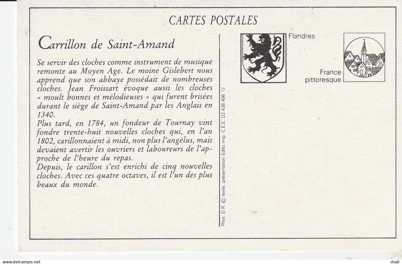 COPIE DE CARTE POSTALE ANCIENNE CARILLON DE SAINT AMAND - Saint Amand Les Eaux