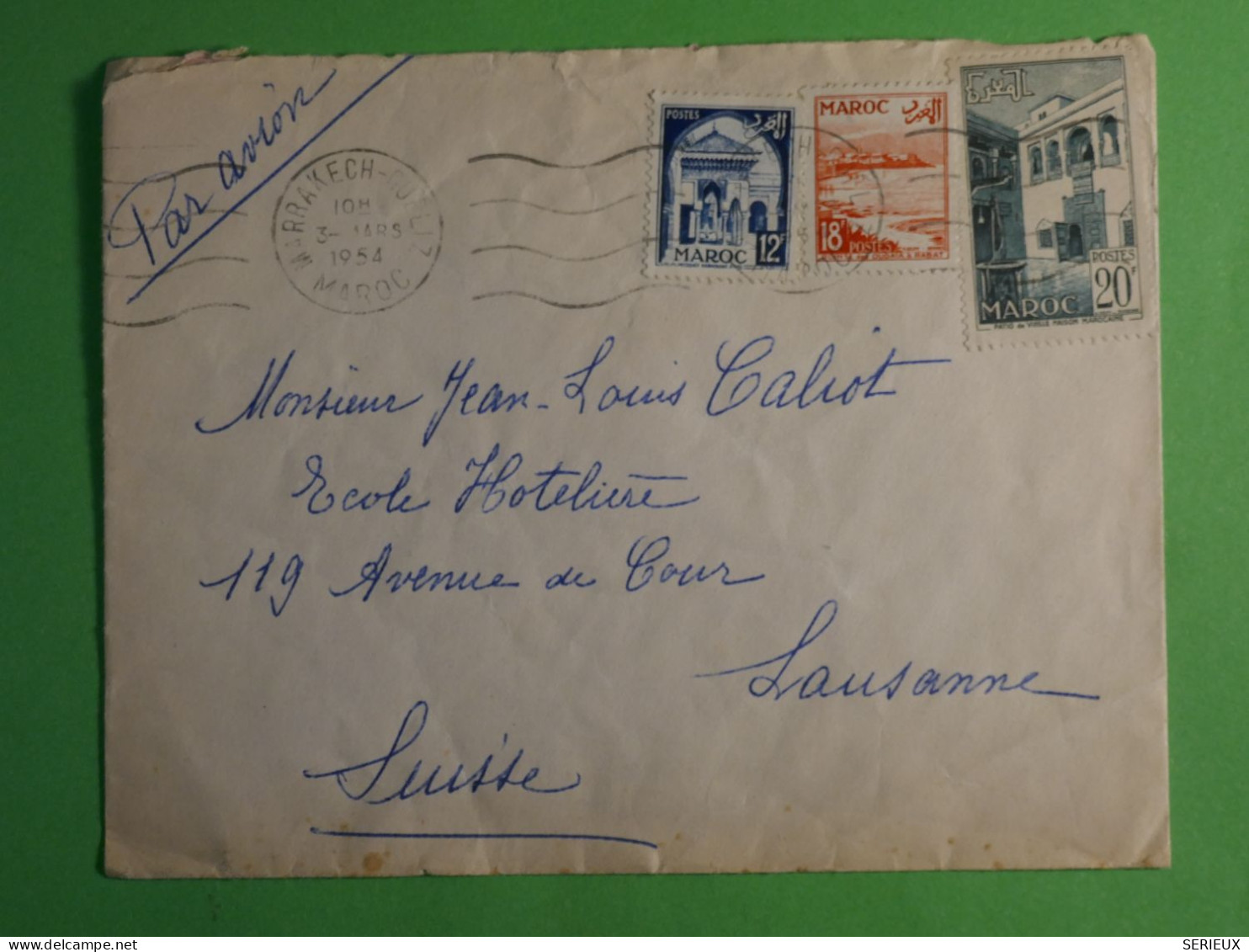 DN17  MAROC   LETTRE  1954  MARRAKESH A LAUSANNE SUISSE  + AFF. INTERESSANT +++ - Brieven En Documenten