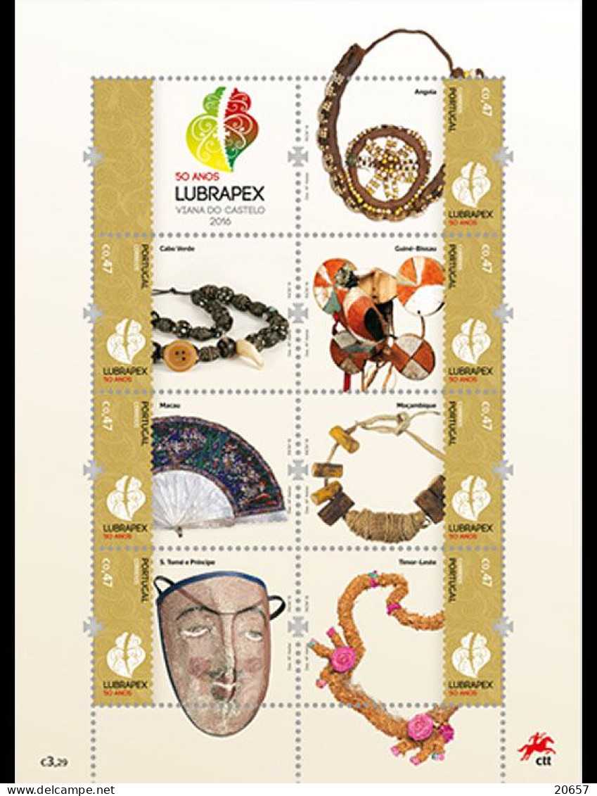 Portugal 4098/99 Et 4104/10 Lubrapex, Brasil, Art, Masque, Bijoux - Gezamelijke Uitgaven