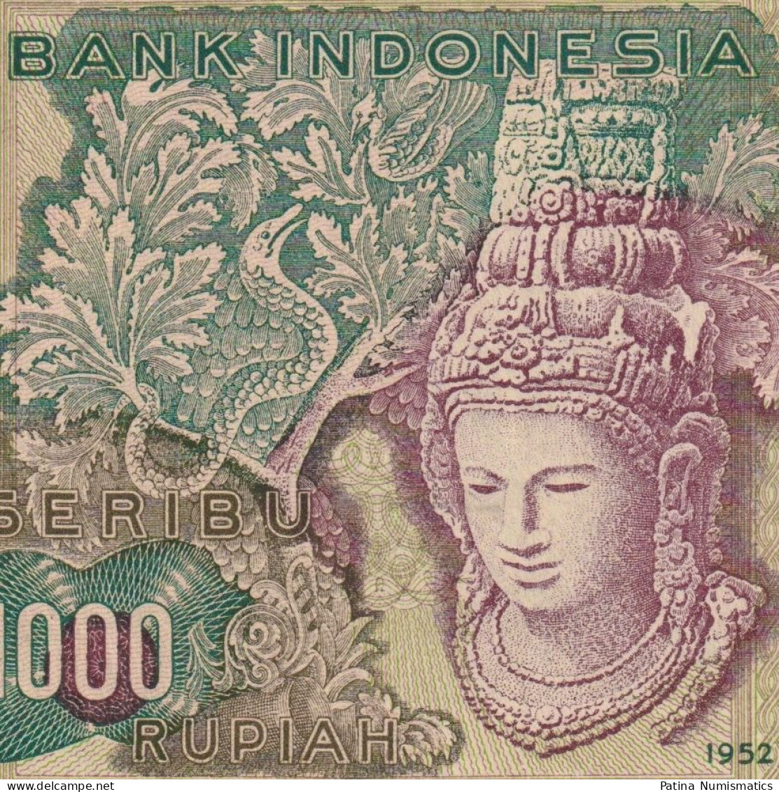 Indonesia 1000 Rupiah 1952 P 48 WW Prefix VERY RARE Crisp UNC - Indonesien