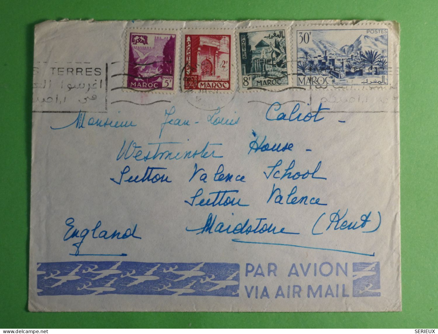 DN17  MAROC   LETTRE  ASSEZ RARE 1954  MARRAKESH A  ENGLAND   + AFF. INTERESSANT +++ - Storia Postale