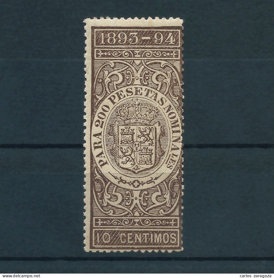 ESPAÑA 1893/94 — SELLO FISCAL 10 Cts. TIMBRE NUEVO ** MNH - Fiscale Zegels