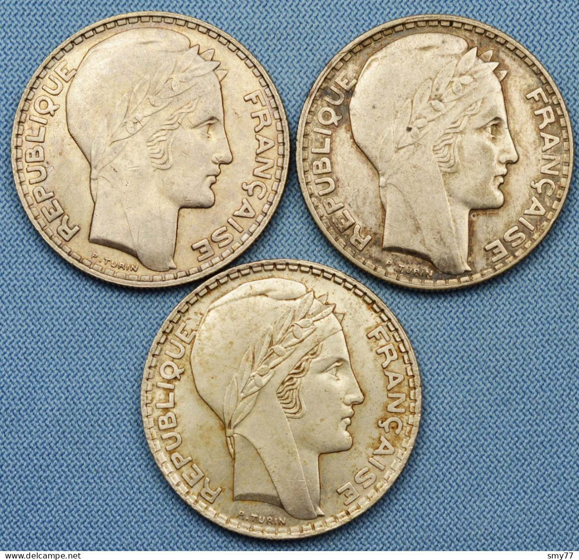 France • Lot 3x • 20 Francs Turin — 1929 — 1933 — 1938  • [24-714] - 20 Francs