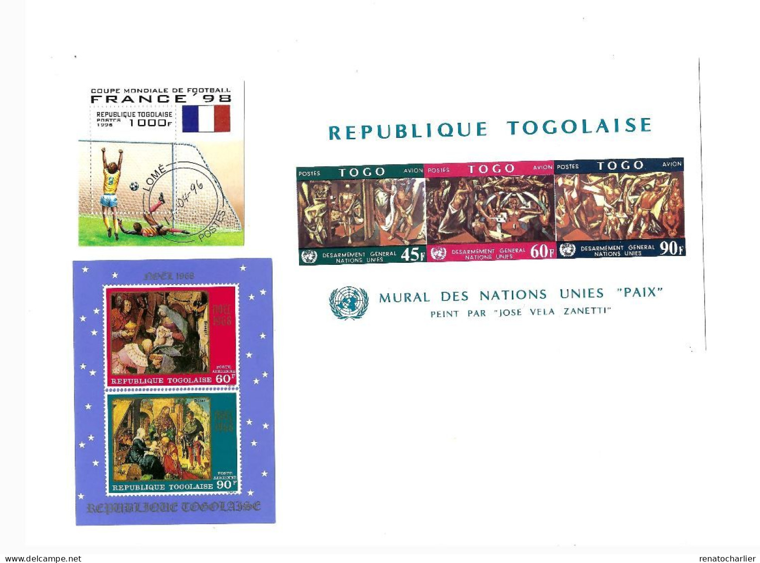 Collection De 9 BF MNH Et Oblitérés. (Chats,alunissage,ONU,football,Noël,) - Togo (1960-...)