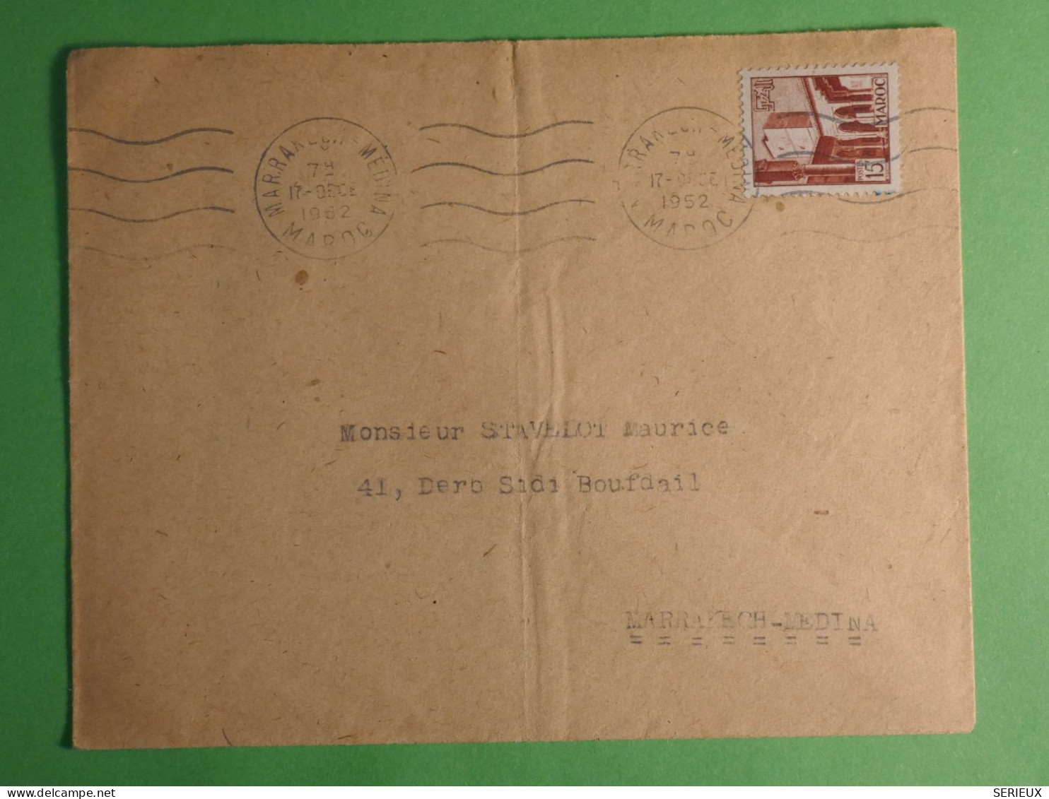 DN17  MAROC   LETTRE   1952  MARRAKESH     + AFF. INTERESSANT +++ - Briefe U. Dokumente