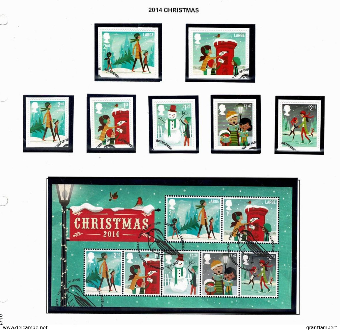 Great Britain 2014 Christmas  Set Of 7 Self-adhesives + Minisheet Used - Oblitérés