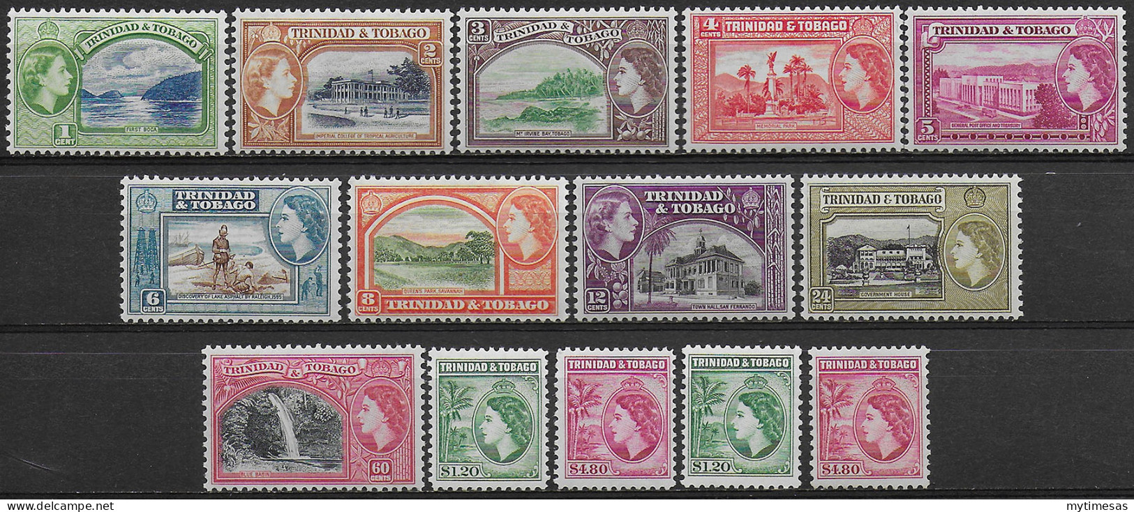 1953-59 Trinidad And Tobago Elisabetta II 14v. MNH SG N. 267/78+a - Other & Unclassified