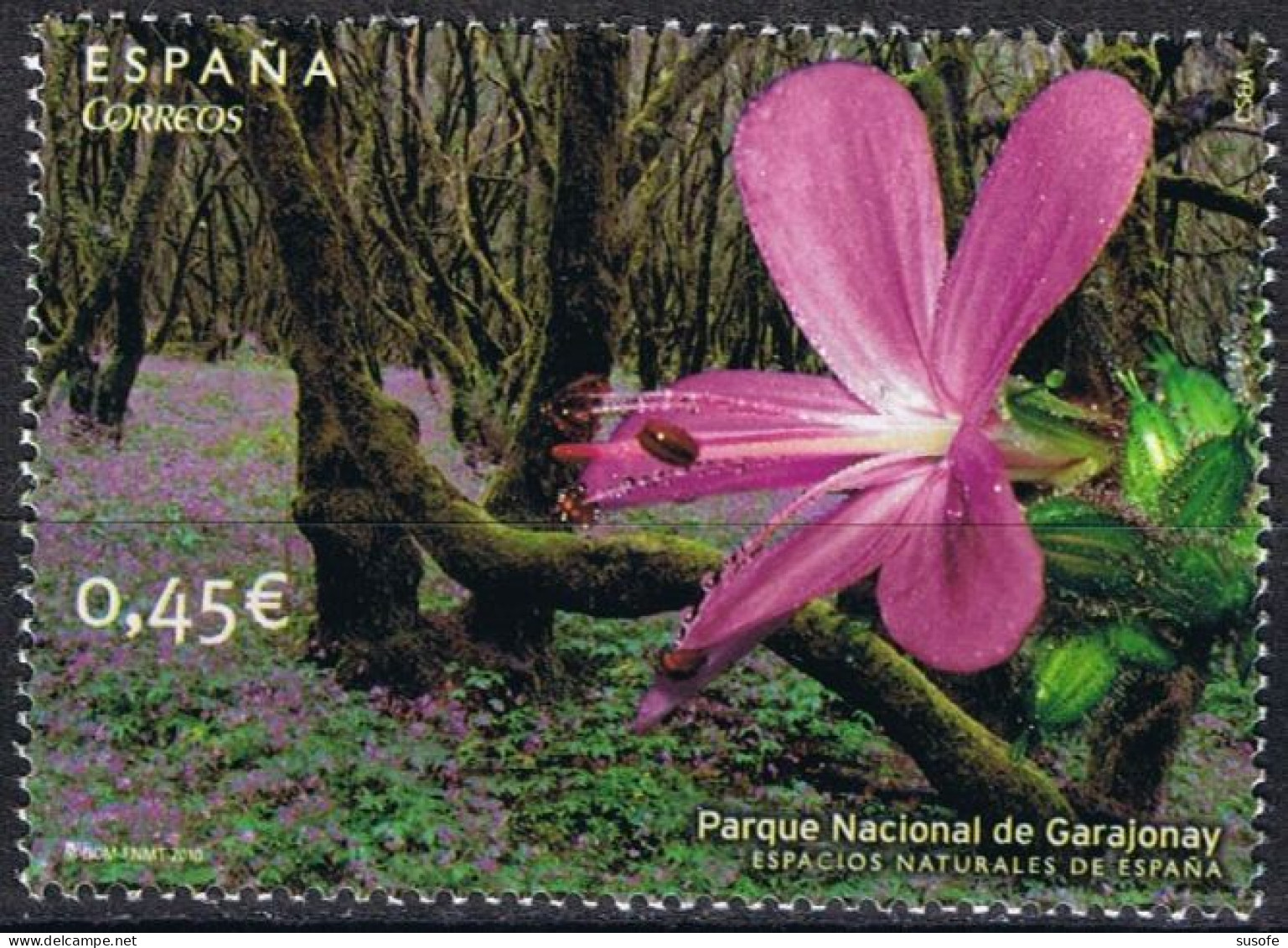 España 2010 Edifil 4567 Sello ** Espacios Naturales Parque Nacional De Garajonay La Gomera (Islas Canarias) Geranio - Neufs