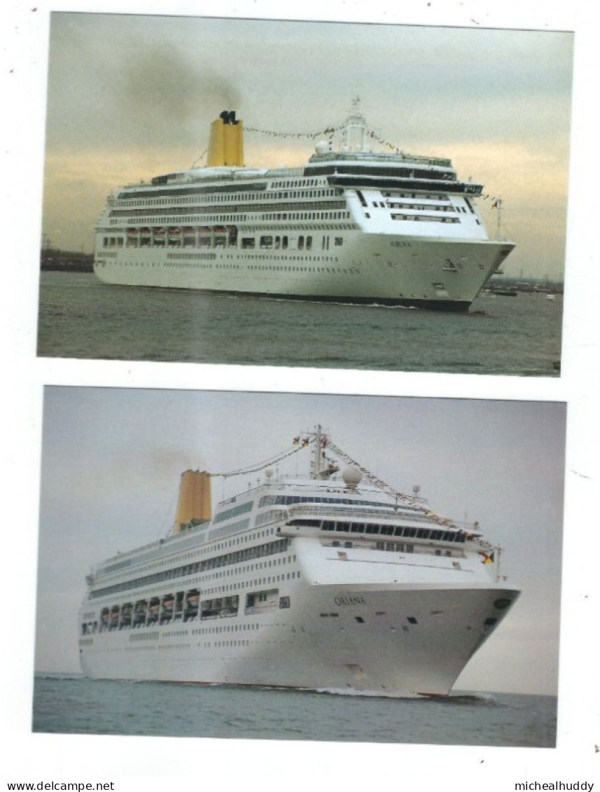 2   POSTCARDS P & O CRUISES  MV ORIANA  PIBLESHED BY CHANTRY CLASSICS - Steamers
