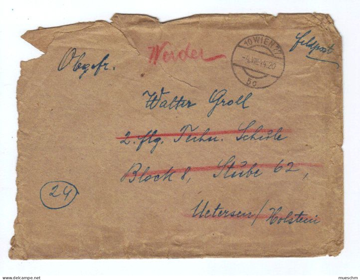 Österreich, 1944, Feldpostbrief Mit Stempel "Wien 18.VIII.44", Zustand Siehe Scan (10537W) - Storia Postale