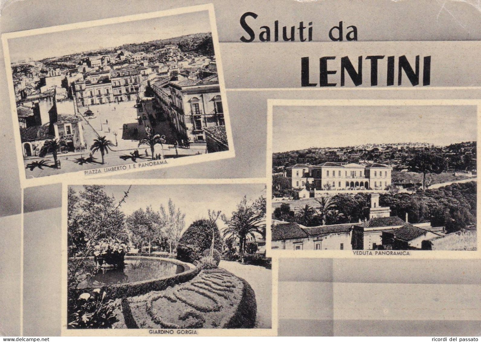Cartolina Lentini ( Siracusa ) Saluti Con Vedutine - Siracusa