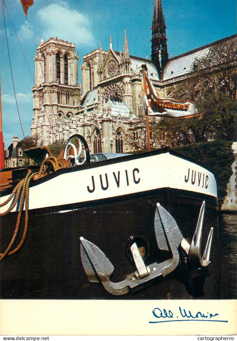 Navigation Sailing Vessels & Boats Themed Postcard Juvic Ship France Cathedral - Zeilboten