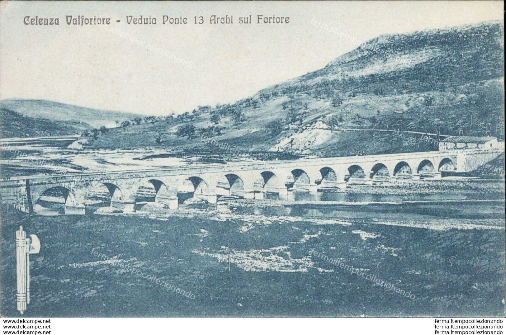 Ai468 Cartolina Calenza Valfortore Veduta Ponte 13 Archi Sul Fortore Fascio 1931 - Foggia