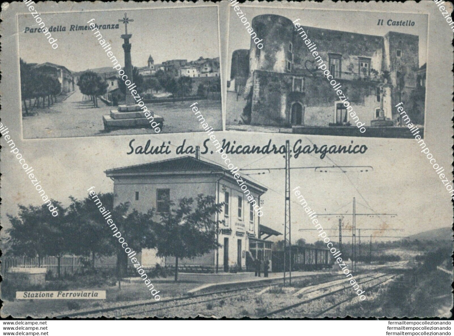 Ap484 Cartolina Saluti Da S.nicandro Garganico Interno Stazione Foggia - Foggia