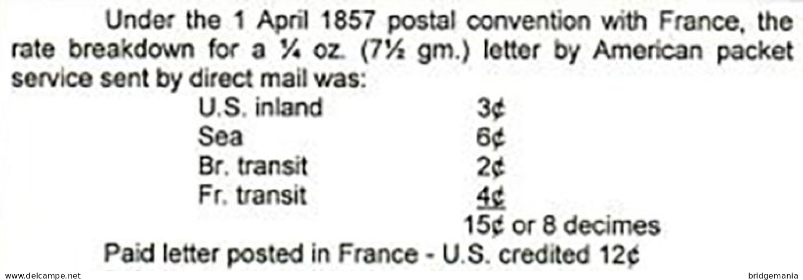 MTM142 - 1860 TRANSATLANTIC LETTER FRANCE TO USA Steamer ILLINOIS VANDERBILT LINE - PAID - Storia Postale