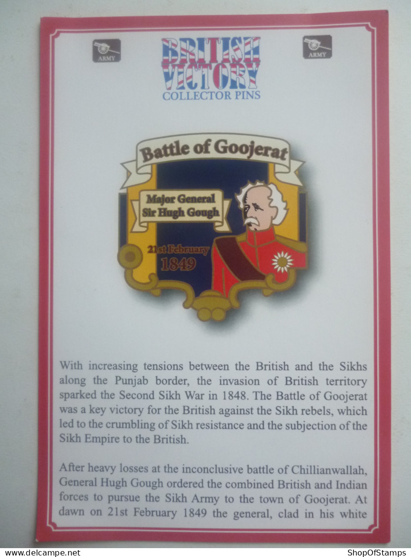 DANBURY PIN THE BATTLE OF GOOJERAT 1849 MAJ GEN SIR HUGH GOUGH - Pin-ups