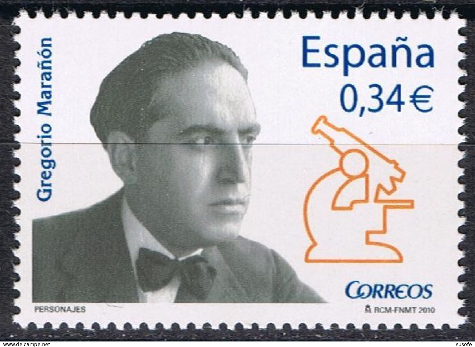 España 2010 Edifil 4572 Sello ** Personajes Gregorio Marañon Y Posadillo (1887-1960) Médico Cientifico Michel 4514 - Nuovi