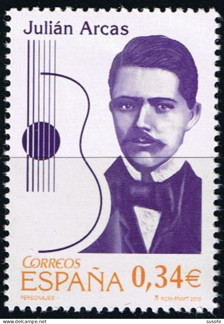 España 2010 Edifil 4573 Sello ** Personajes Julian Arcas Lacal (1832-1882) Guitarrista Y Compositor Michel 4515 - Unused Stamps