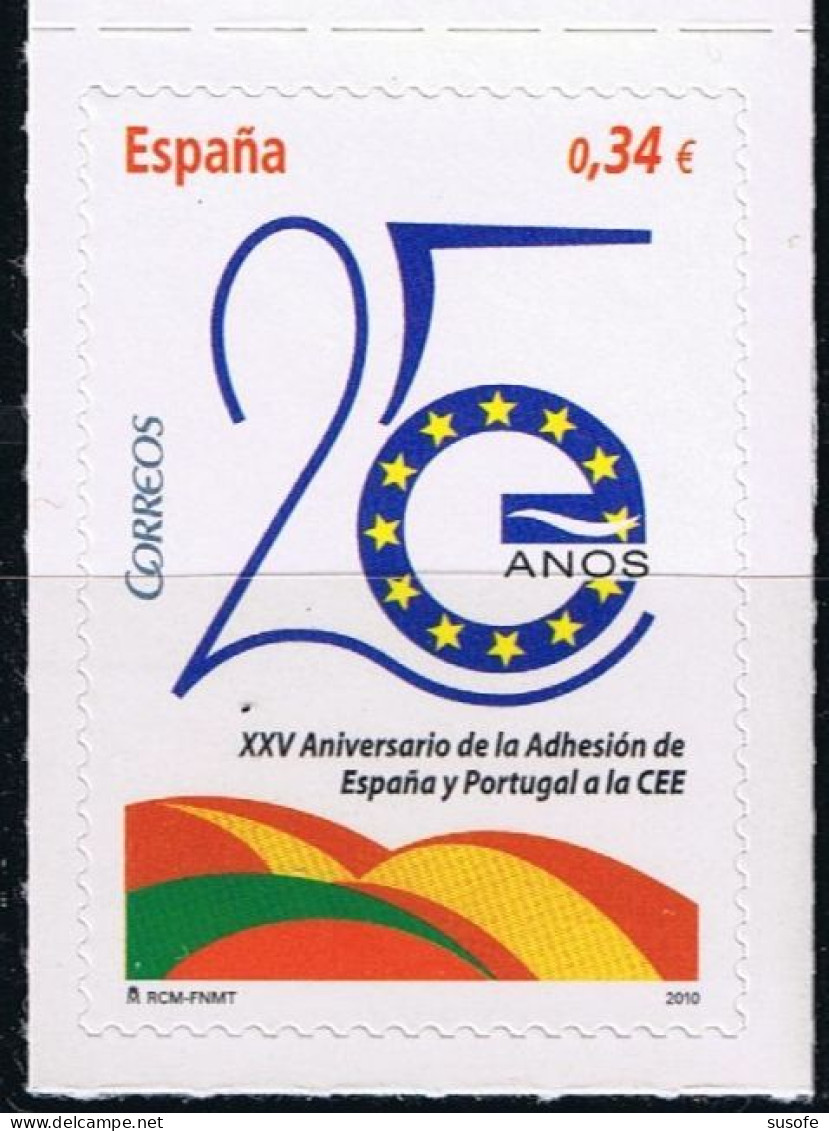 España 2010 Edifil 4574 Sello ** 25 Aniversario De La Adhesión De España Y Portugal A La CEE Michel 4516 Yvert 4221 - Neufs