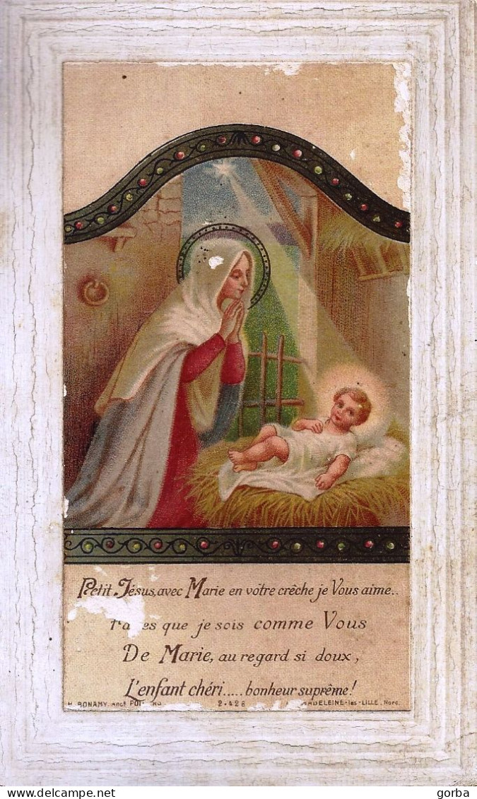 *Lot De 2 Images Religieuses Montée Sur Carton - St Joseph Et Marie - Imágenes Religiosas