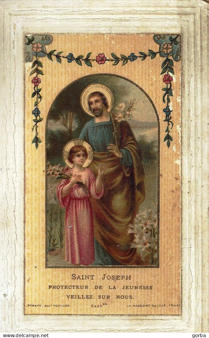 *Lot De 2 Images Religieuses Montée Sur Carton - St Joseph Et Marie - Devotion Images