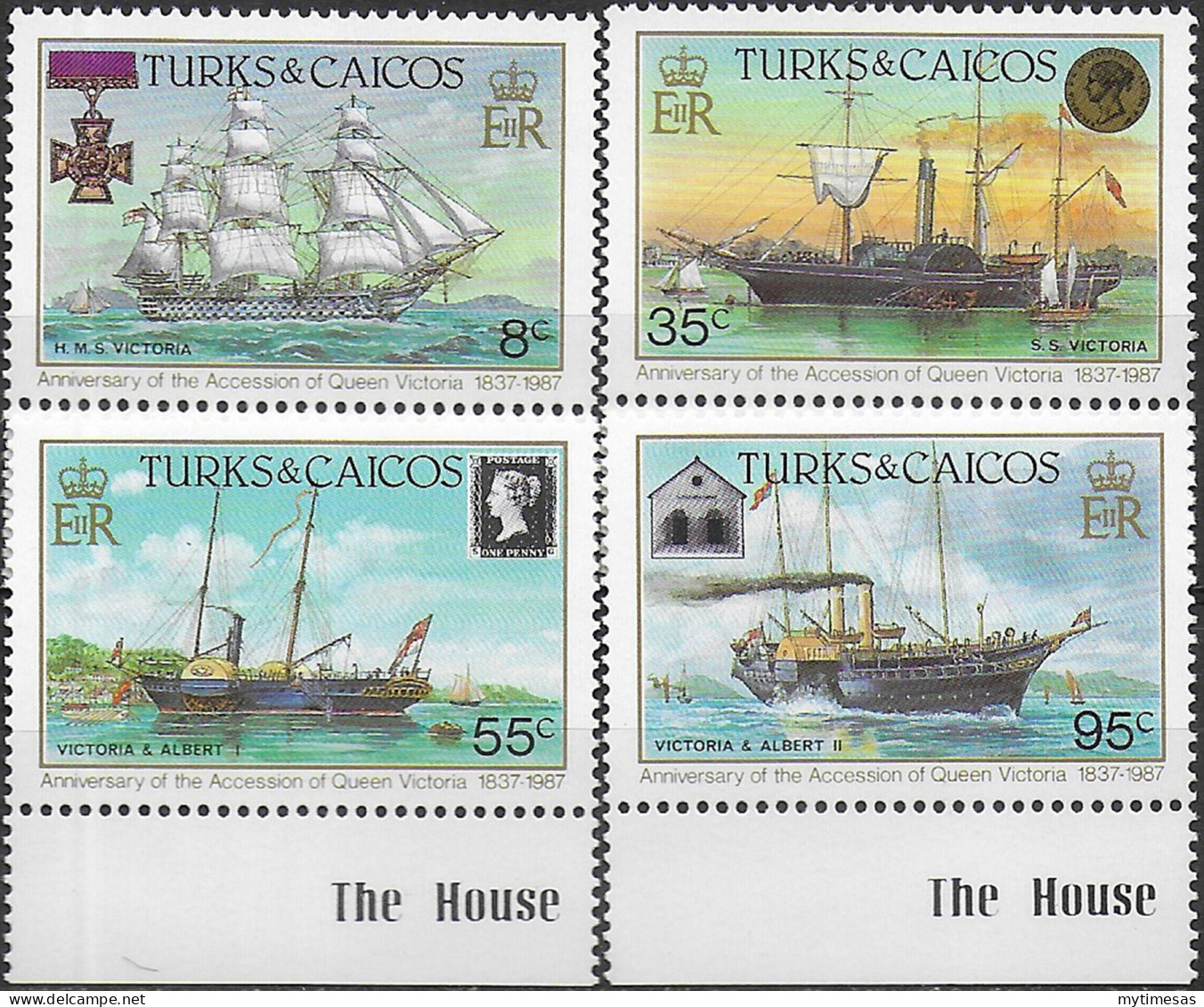 1987 Turks And Caicos Accession Of Queen Victoria 4v. MNH SG. N. 902/905 - Sonstige & Ohne Zuordnung