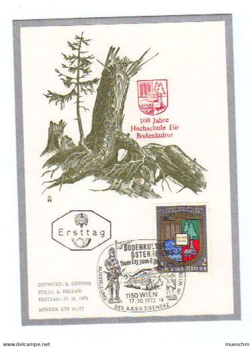 Österreich, 1972, Ersttag "100 Jahre Hochsch.f.Bodenkultur", MiNr.1401 A. Karton Mit SStpl. (10591X) - FDC