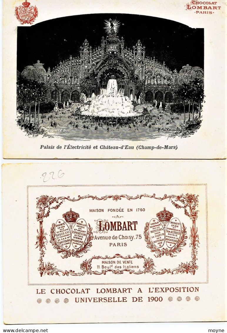 1954 - LE CHOCOLAT   LOMBART   A L'EXPOSITION UNIVERSELLE DE 1900 - PALAIS DE L'ELECTRICITE - Otros & Sin Clasificación