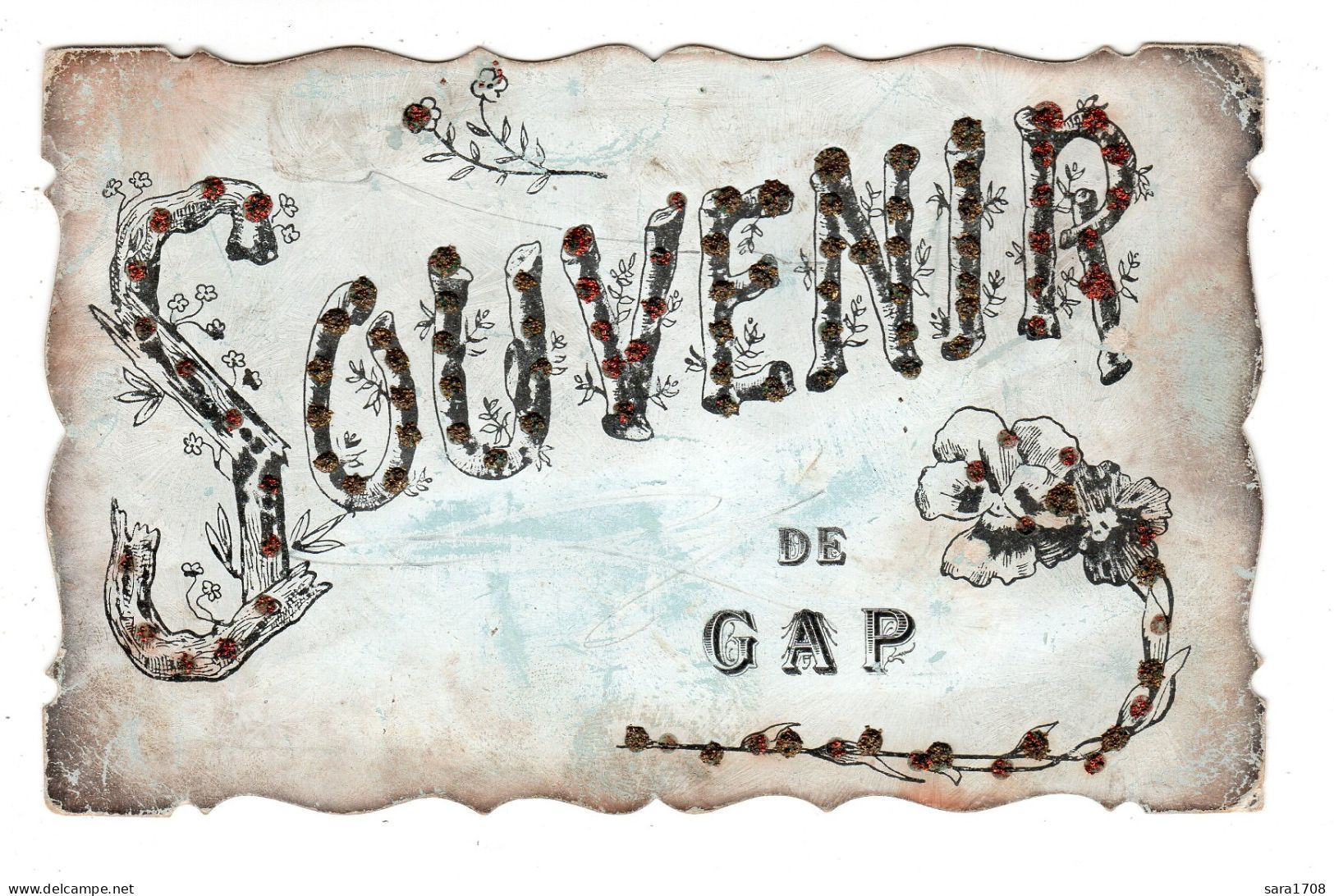 05 GAP, CPA Fantaisie, Souvenir De GAP, Découpie Avec Perles. 2 SCAN. - Gap