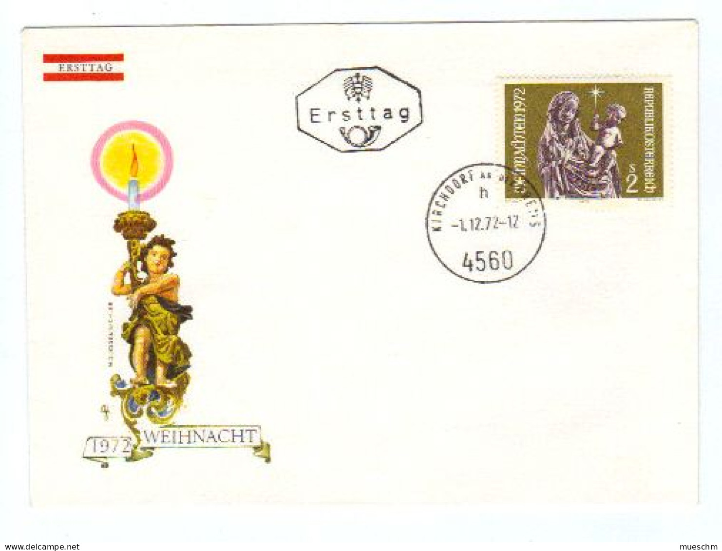 Österreich, 1972, Ersttag "Weihnachten", MiNr.1405 Auf Ersttags-Kuvert Mit Ortsstempel "Kirchdorf A.d.Krems" (10593X) - FDC