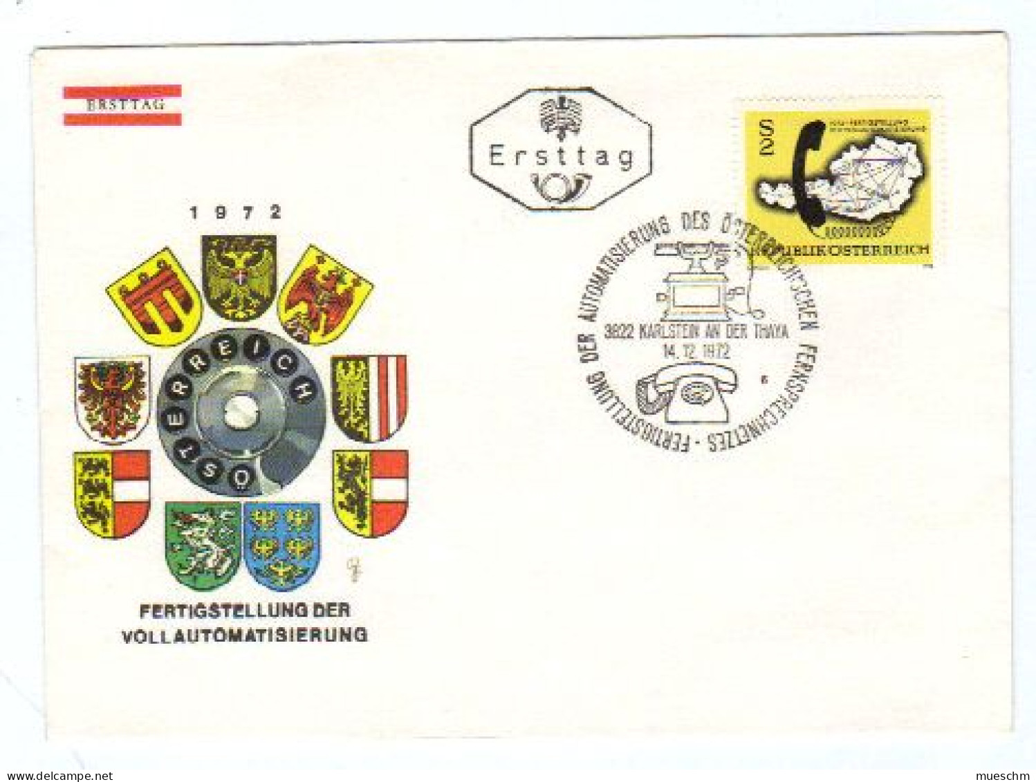 Österreich, 1972, Ersttag "Fertigstellg.d.vollautom.Fernsprechnetzes" A. Ersttagskuvert Mit SStpl. (10595X) - FDC