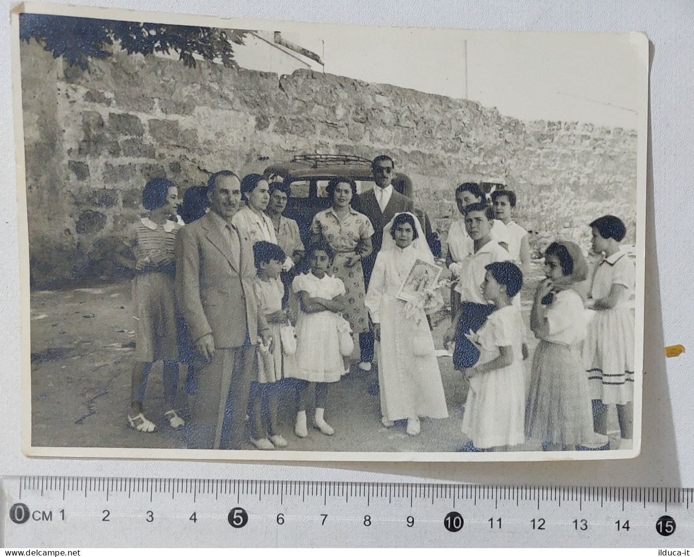 52303 0044 Foto D'epoca - Foto Famiglia Prima Comunione Con Auto - 1953 - Europa