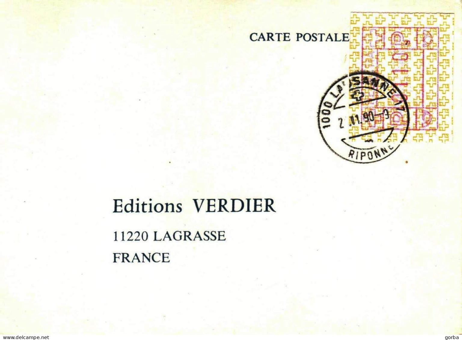 *SUISSE - Carte Postale - Vignette Affranchissement Mécanique - Postage Meters