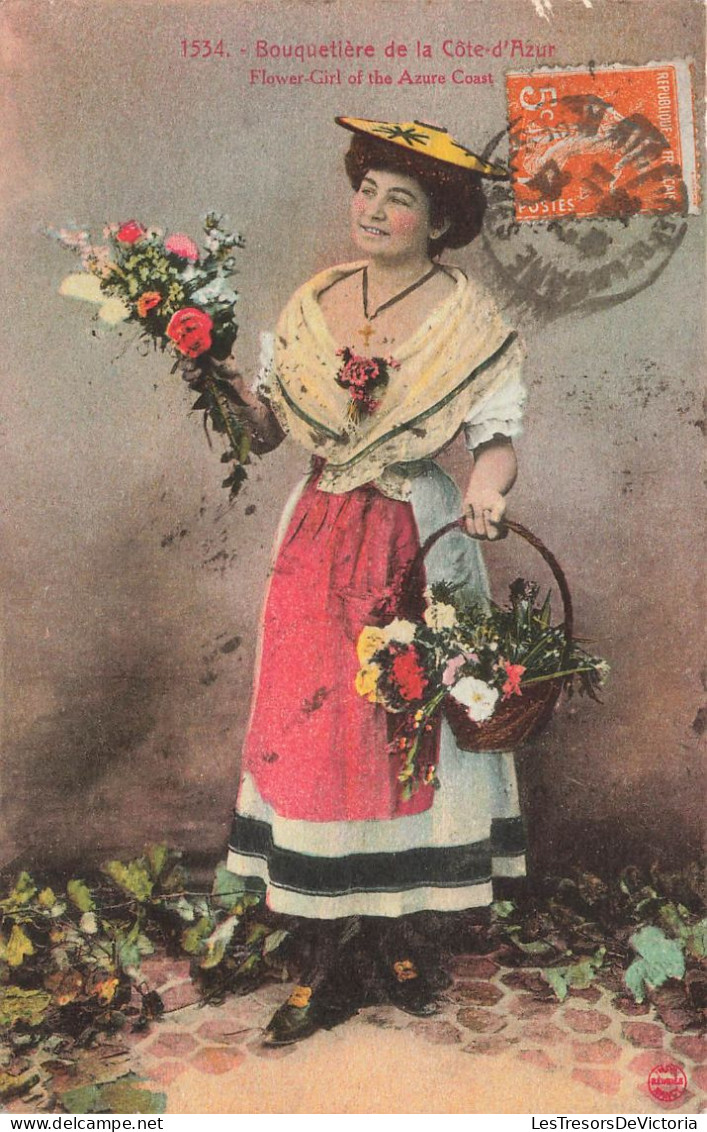 FANTAISIE - Femme - Bouquetière De La Côte D'Azur - Flower Girl - Fleurs - Carte Postale Ancienne - Women