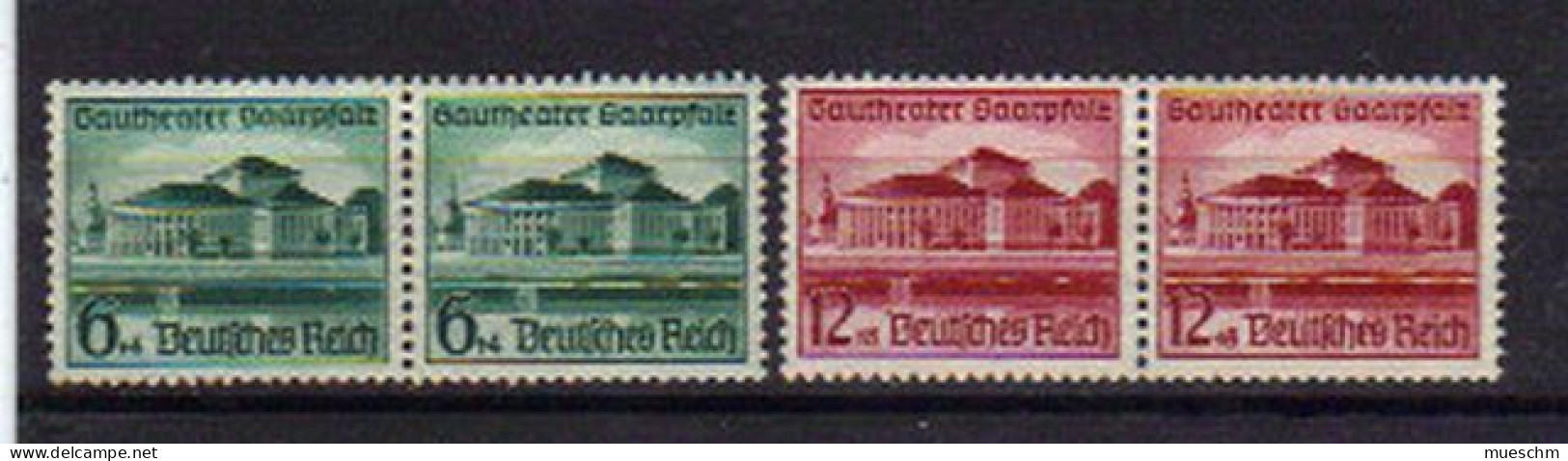 Deutschland, 1938, Eröfffng. D.Theaters Saarpfalz In Postfr.Paaren, MiNr.673-674 (10610E) - Unused Stamps