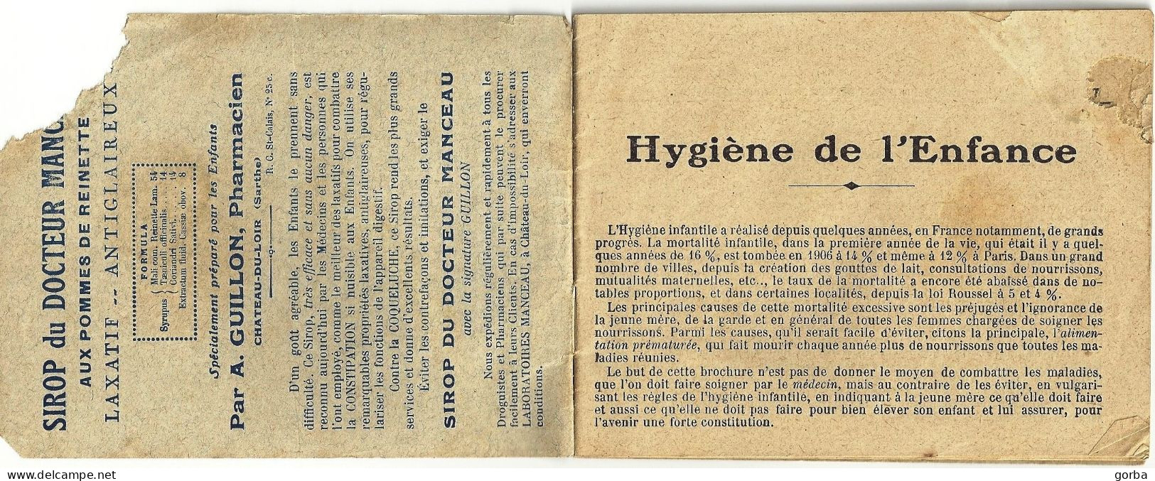 *Original Livret De 40 Pages Sur Les Principes D'hygiène Infantile - Labo Manceau à Château Du Loir (72) RARE - Gezondheid