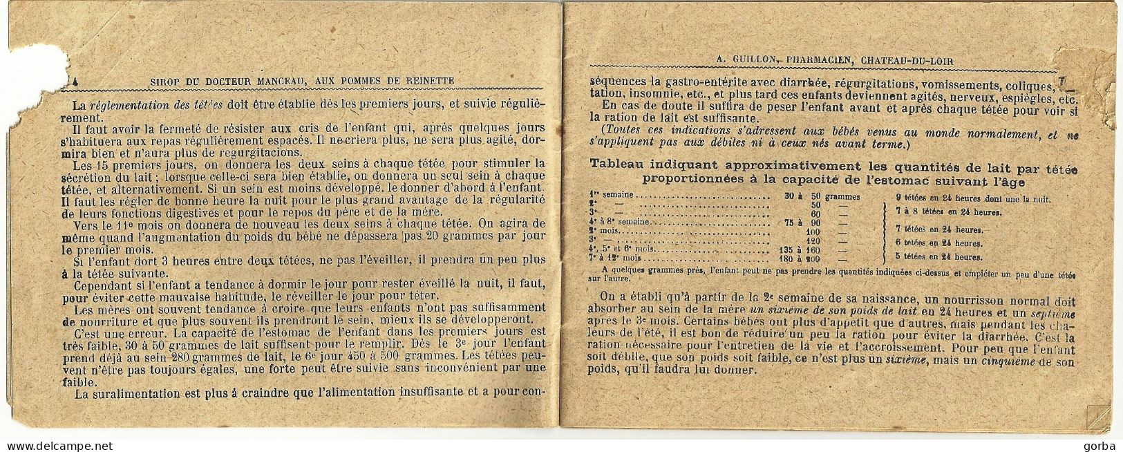 *Original Livret De 40 Pages Sur Les Principes D'hygiène Infantile - Labo Manceau à Château Du Loir (72) RARE - Salud