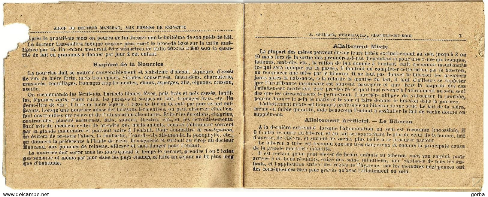 *Original Livret De 40 Pages Sur Les Principes D'hygiène Infantile - Labo Manceau à Château Du Loir (72) RARE - Salute