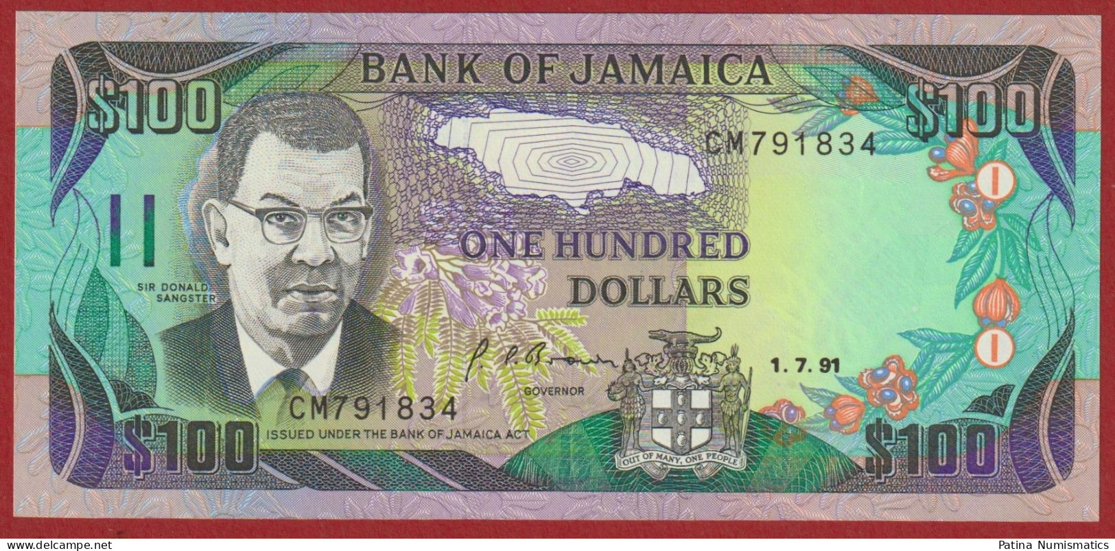 Jamaica 100 Dollars 1991 P 75 A Crisp Gem UNC - Jamaique