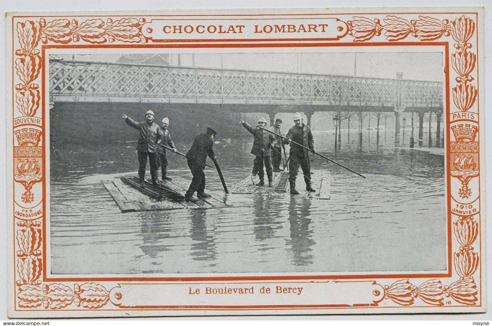 1957 - Paris -  CHOCOLAT  LOMBART -  Innondations De Paris 1910 - Le Boulevard De Bercy - Paris Flood, 1910