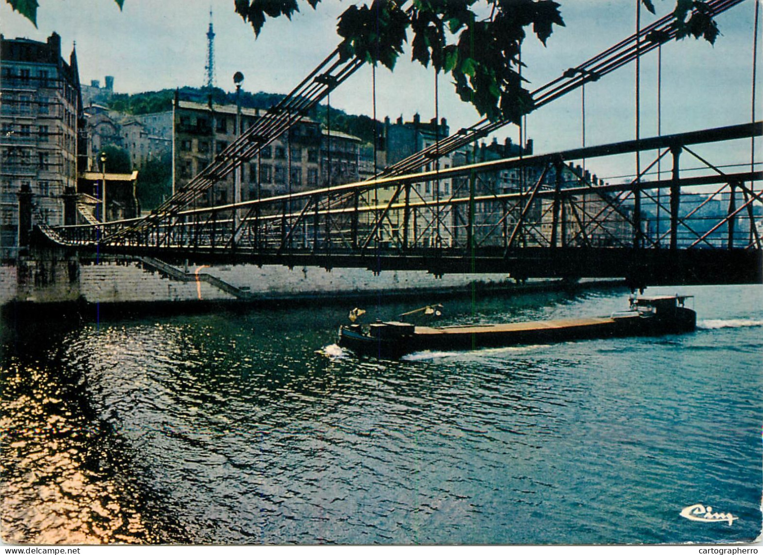 Navigation Sailing Vessels & Boats Themed Postcard Lyon Rhone Foot Bridge Of St. Vincent - Velieri