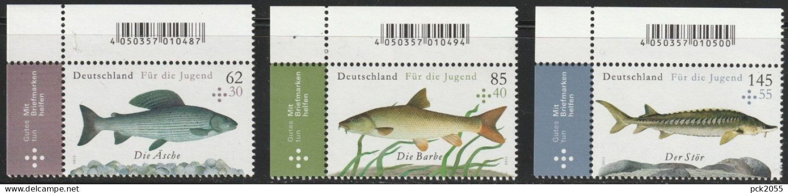 Deutschland 2015 MiNr.3169 - 3171 ** Postfrisch Süßwasserfische ( 421 ) - Nuevos