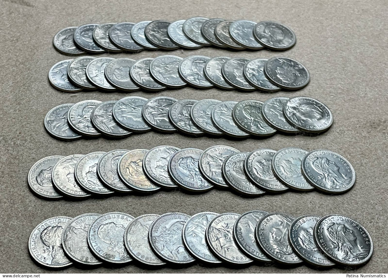 Portugal 50 Centavos KM# 577 1960-68 LOT of 58 Coins UNC