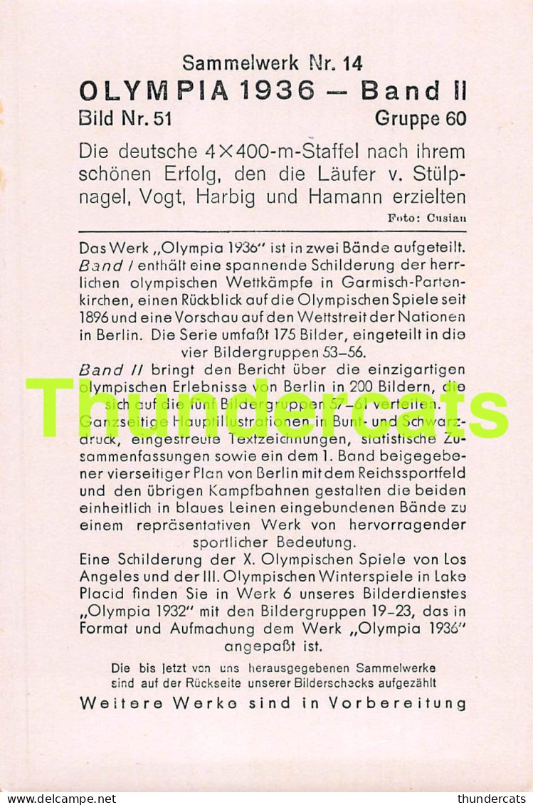 OLYMPIA 1936 IMAGE CHROMO OLYMPICS OLYMPIC GAMES BAND II BILD 51 STULPNAGEL VOGT HARBIG HAMANN - Tarjetas