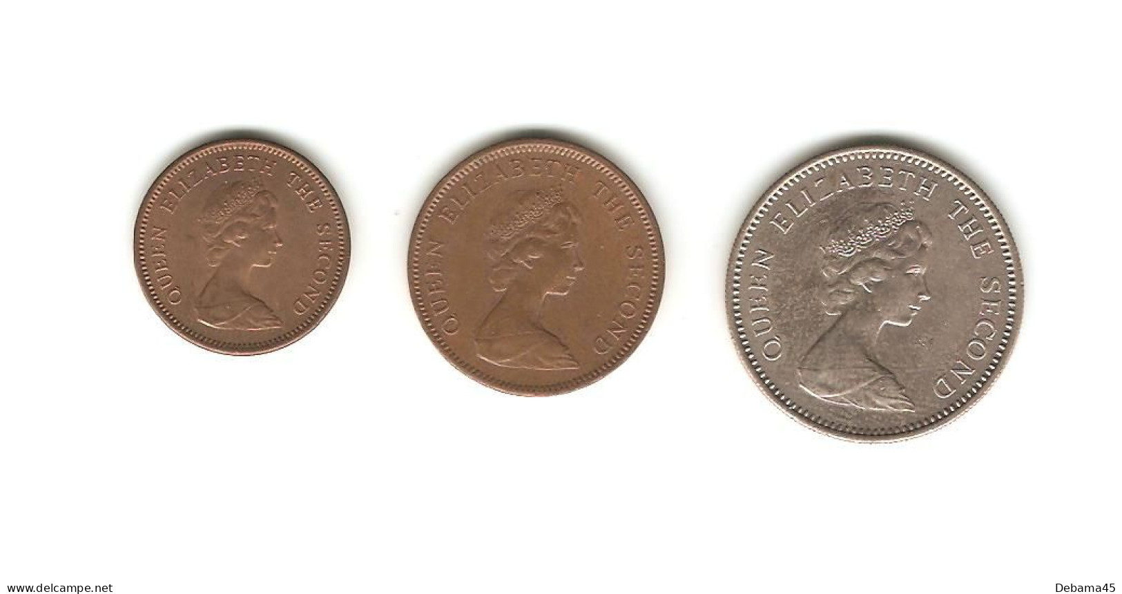 548/ FALKLAND (Iles Malouines) : 1/2 Penny 1974 - 1 Penny 1987 - 5 Pence 1974 - Malvinas