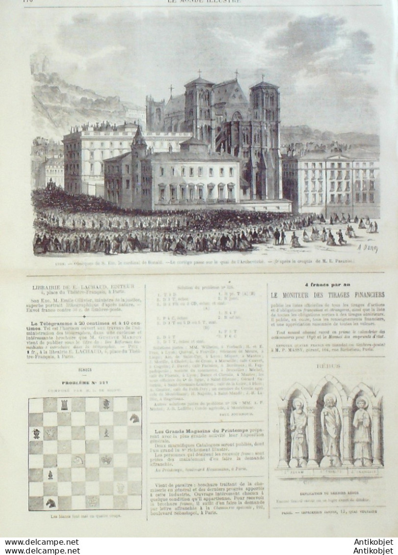 Le Monde Illustré 1870 N°674 Italie Rome Cloître De Chartreux San Donato Lyon (69) Cardinal Bonald - 1850 - 1899