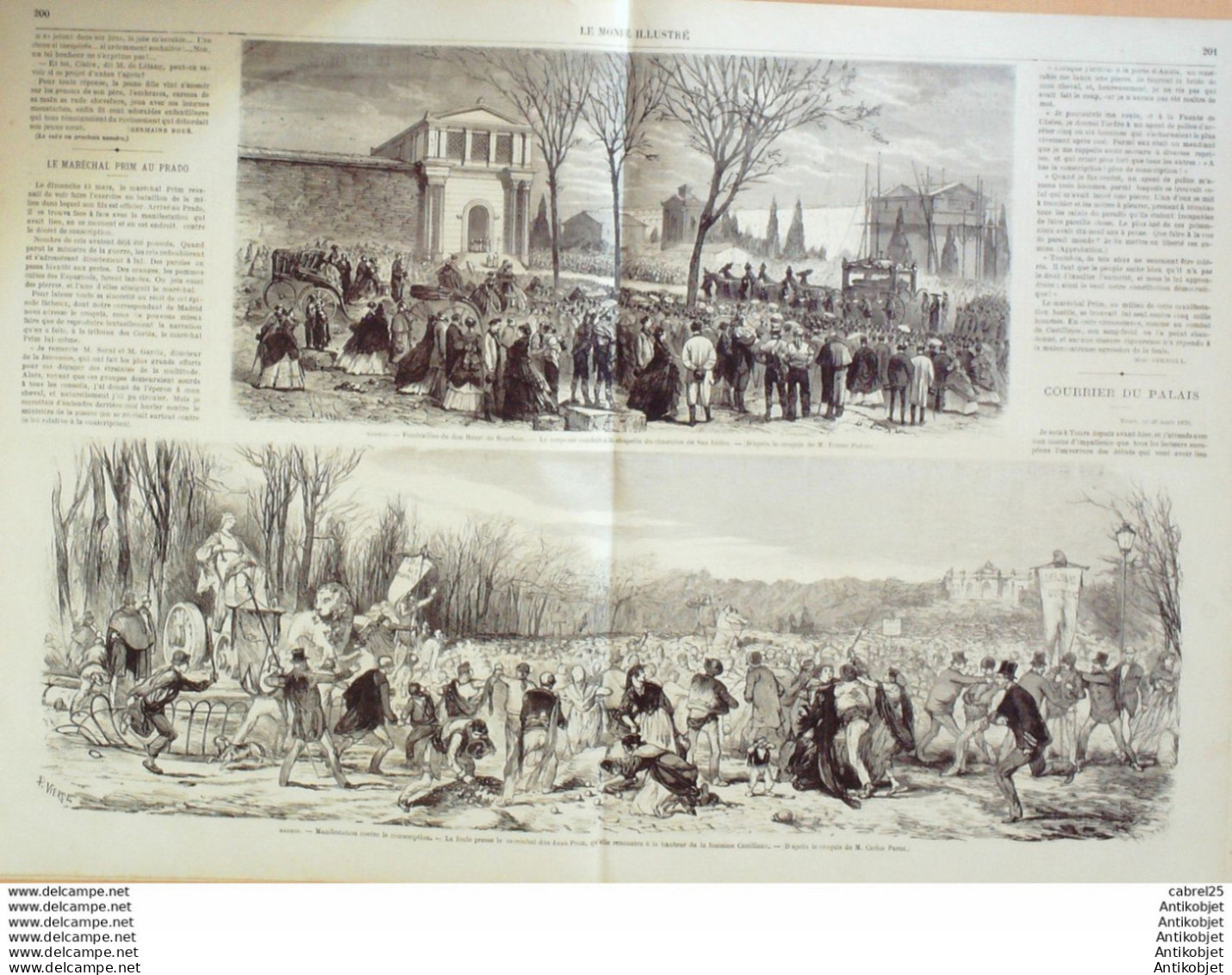 Le Monde Illustré 1870 N°676 Tours (37) Bargnay Hilliers Espagne Madrid Las Ventas Italie Rome Mont Palatin - 1850 - 1899