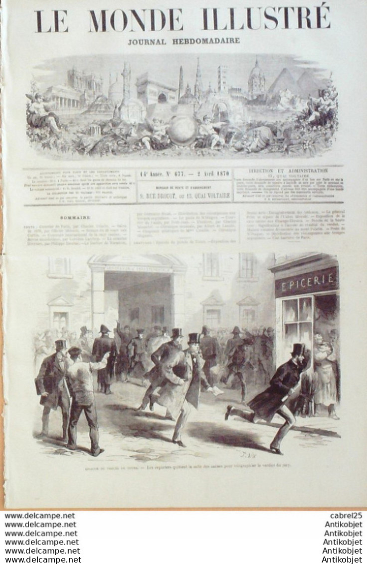 Le Monde Illustré 1870 N°677 Tours (37) Espagne Cortes Italie Rome Mont Palantin Paraguay Sénégal N'diague Cayor - 1850 - 1899