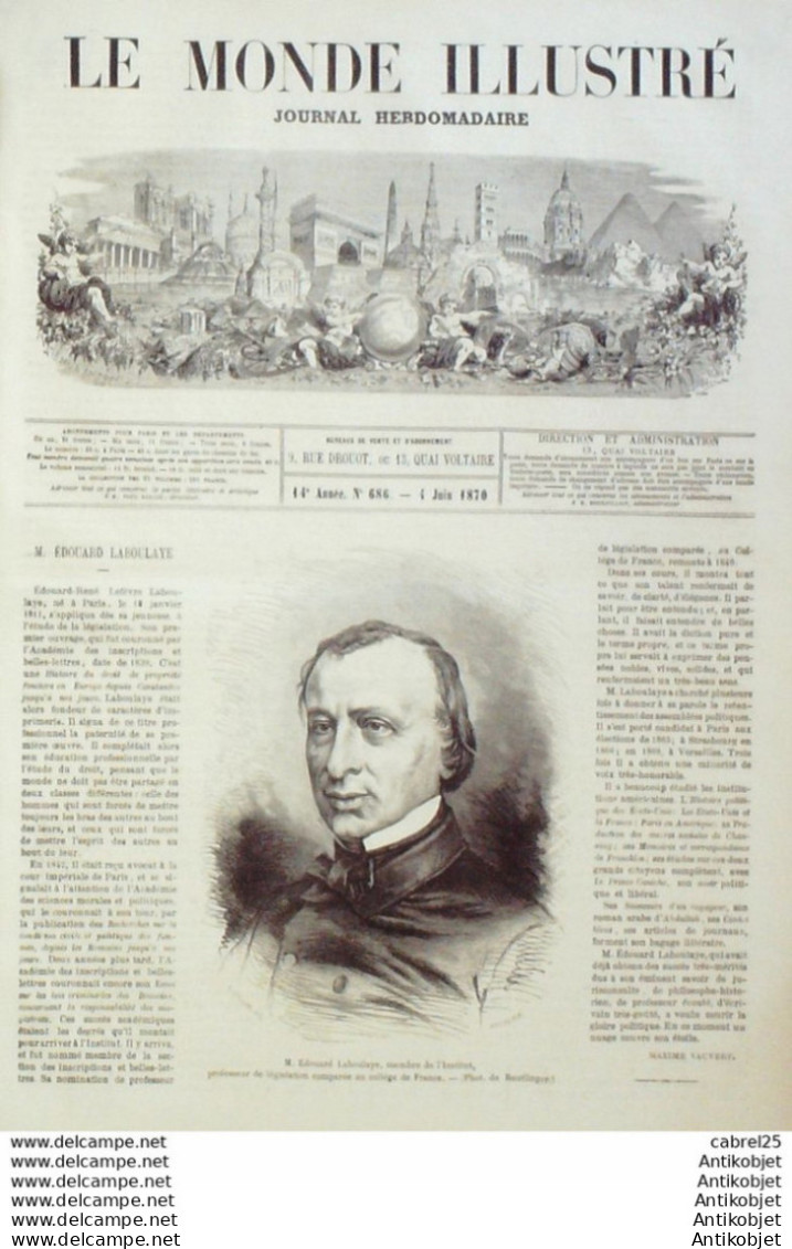 Le Monde Illustré 1870 N°686 Chambery (73) Marseille (13) Portugal Lisbonne St Benoist Poitiers (86) - 1850 - 1899